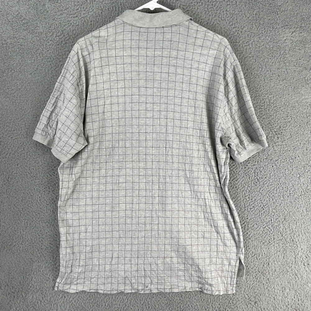 Polo‎ Ralph Lauren Polo Shirt Mens Large Gray Windowpane Check Cotton Preppy